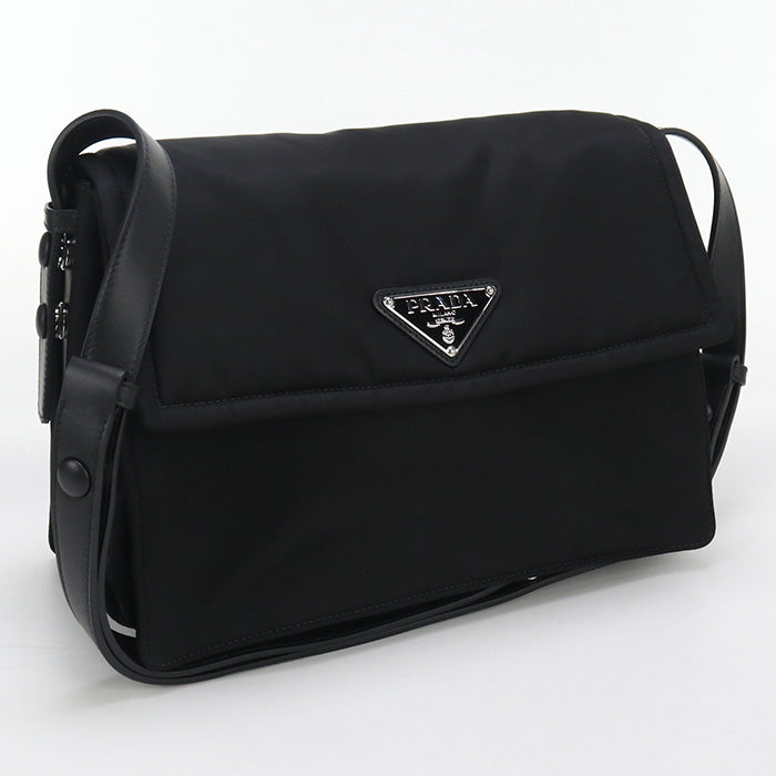 PRADA 1BD255 RFLH F0002 Medium Padded Diagonal  Shoulder Bag black Women