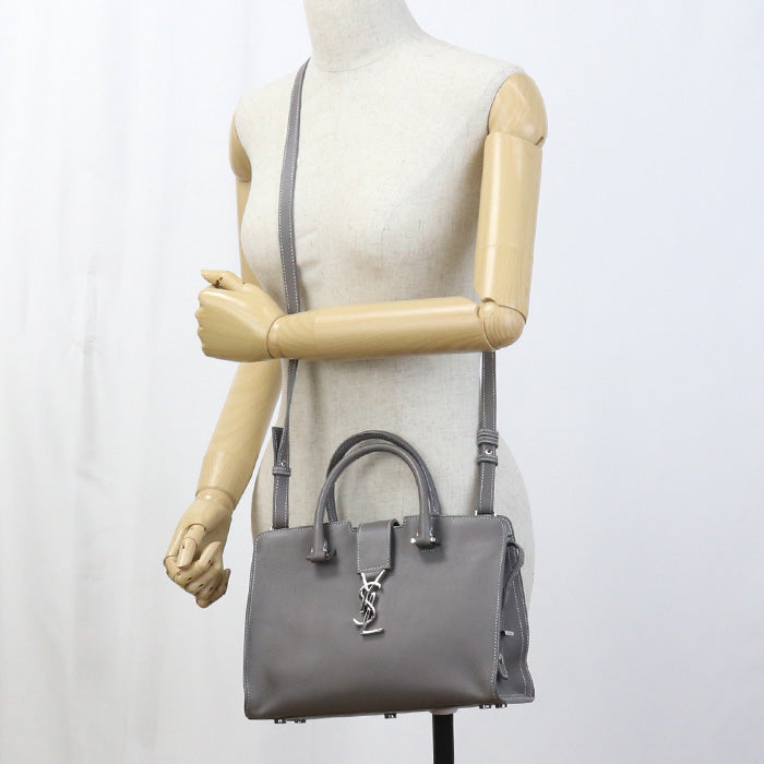SAINT LAURENT 424868 Handbag Baby mosquito bus Tote Bag leather gray Women