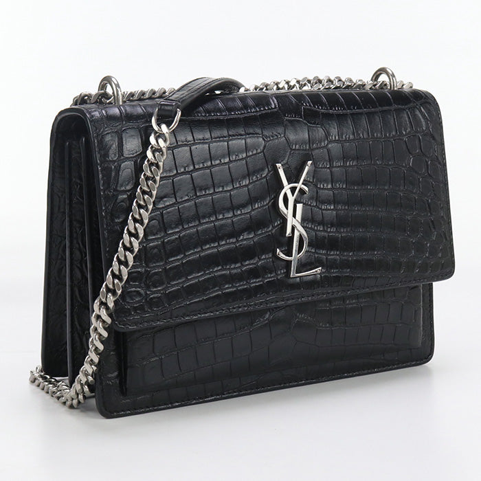 SAINT LAURENT 442906 Sunset medium YSL Monogram Shoulder Bag black Women