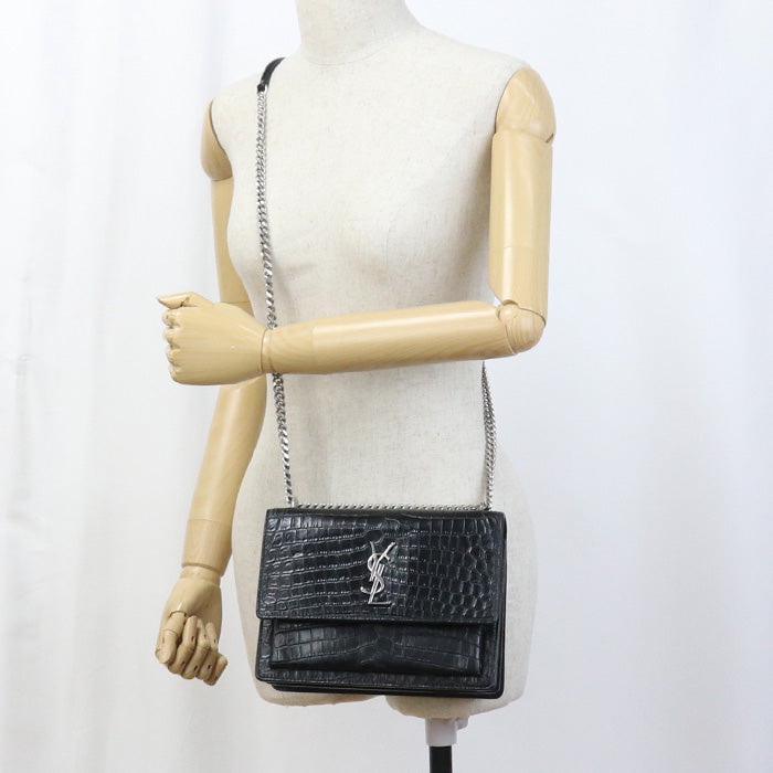 SAINT LAURENT 442906 Sunset medium YSL Monogram Shoulder Bag black Women