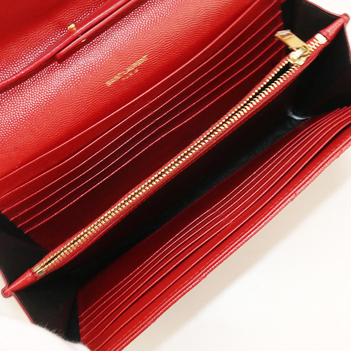 SAINT LAURENT 377828 Classic Cassandra Chain wallet leather red Women