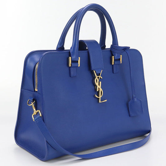 SAINT LAURENT 357395 Handbag Monogram Kabas 2WAY handbag leather blue Women