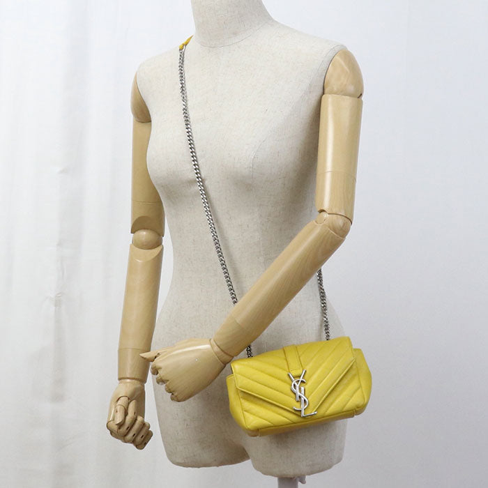 SAINT LAURENT 399289 Shoulder Bag YSL logo ChainShoulder Bag leather yellow Women