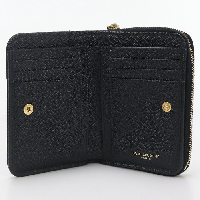 SAINT LAURENT  Zip around Monogram Bi-fold wallet with coin purse black Women