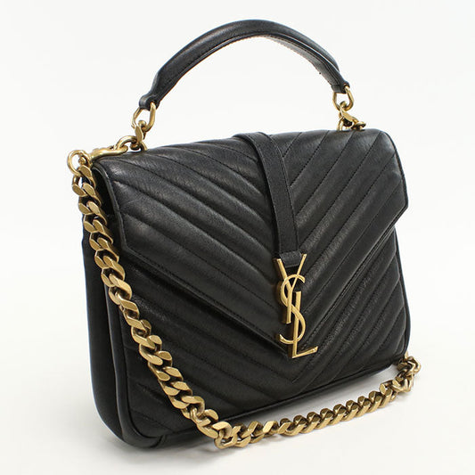 SAINT LAURENT 428056 2WAY bag college Handbag/Quilted leather black  Women