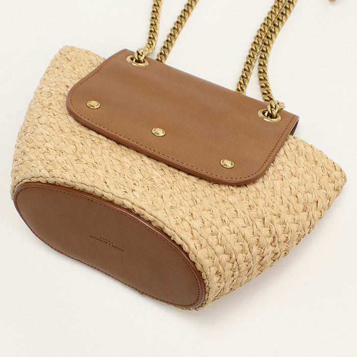 SAINT LAURENT 774269 Manon mini bag Basket bag Raffia/leather beige Women