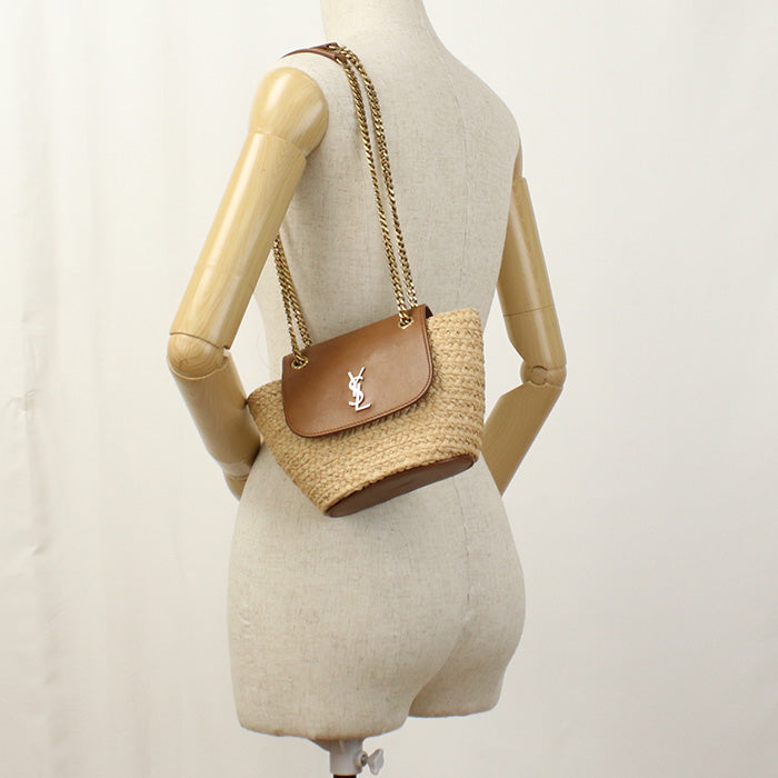 SAINT LAURENT 774269 Manon mini bag Basket bag Raffia/leather beige Women