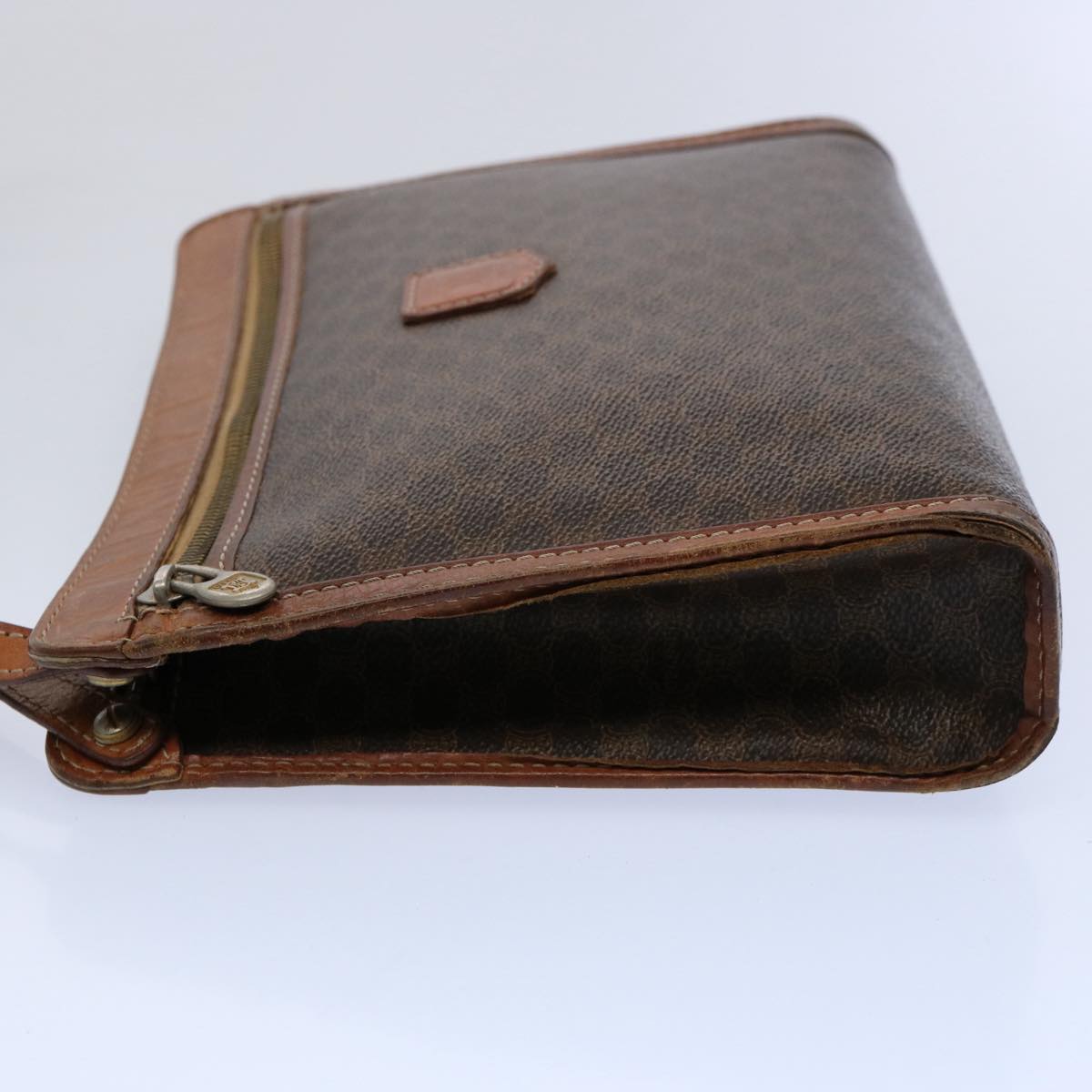 Luxury CELINE Macadam Canvas Clutch Bag PVC Leather Brown uy144