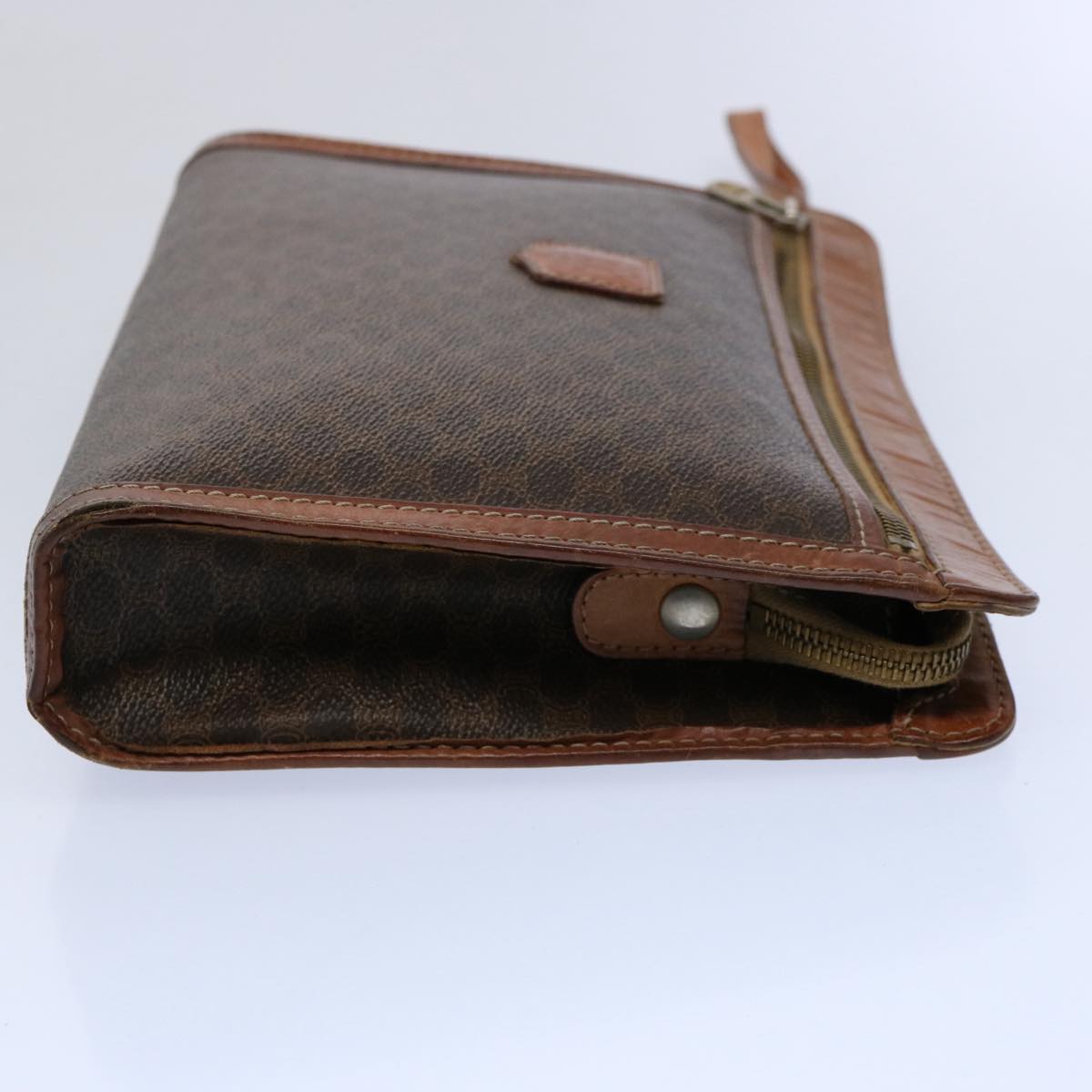 Luxury CELINE Macadam Canvas Clutch Bag PVC Leather Brown uy144