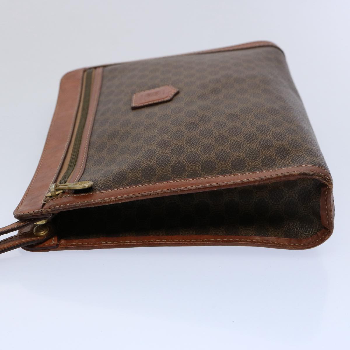 Luxury CELINE Macadam Canvas Clutch Bag PVC Leather Brown uy149