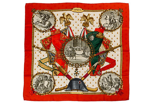 Hermes Orange Napoleon Scarf by Ledoux