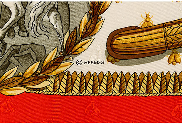 Hermes Orange Napoleon Scarf by Ledoux