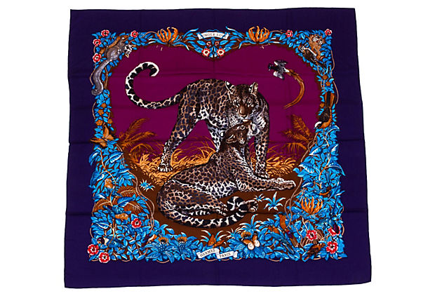 Hermes Blue Jungle Love Cashmere Shawl
