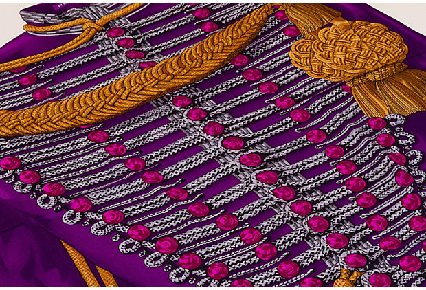 Hermes Cashmere Red Brandebourgs Shawl