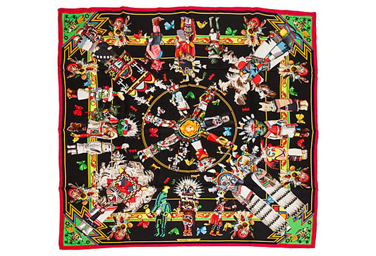Hermes Black Kachinas Silk Scarf Oliver
