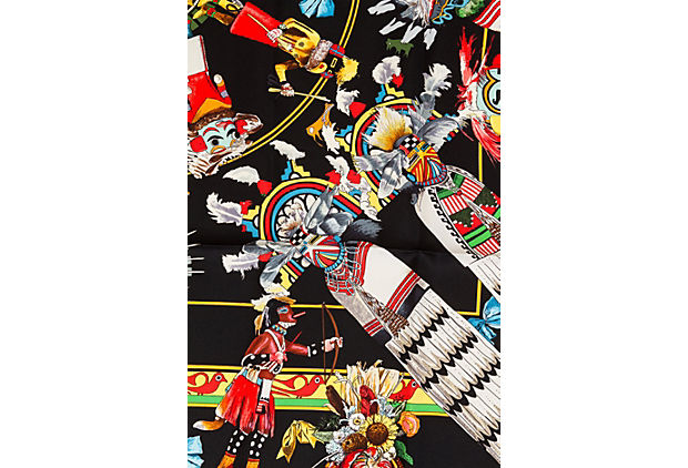 Hermes Black Kachinas Silk Scarf Oliver