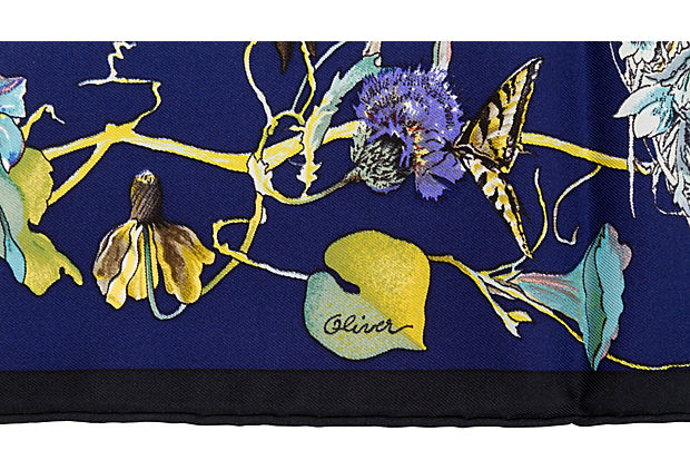 Hermes Navy Texas Wildlife Scarf Oliver