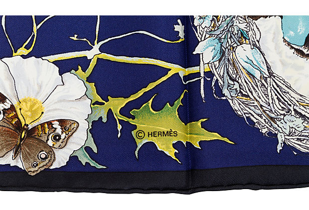 Hermes Navy Texas Wildlife Scarf Oliver