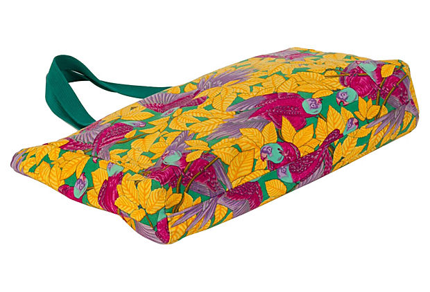 Hermes Large Yellow Parrots Beach Bag