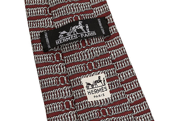 Hermes Red & Gray Springs Silk Tie