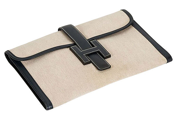 Large Hermes Jige Toile Clutch 1994