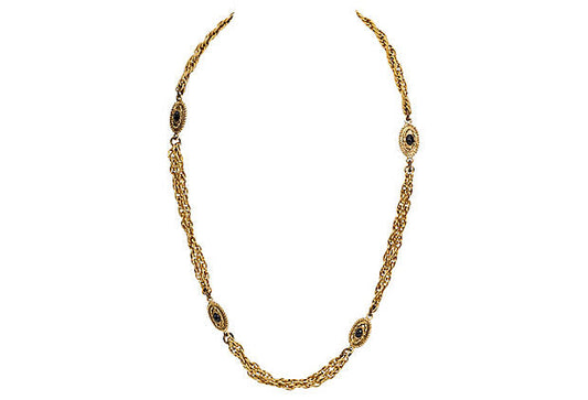 Chanel Black Bead Double Necklace 1982