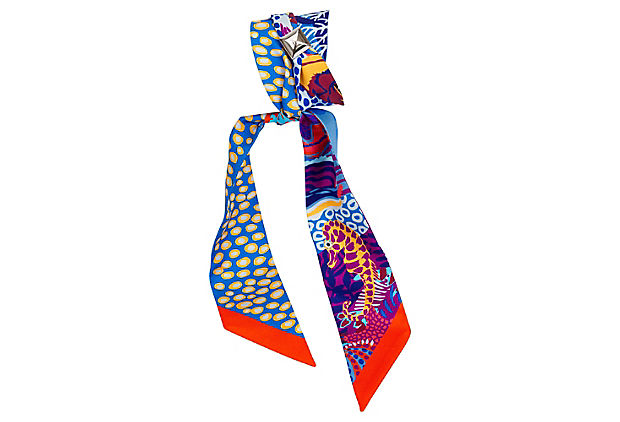 Hermes Silk Fish Twilly Scarf