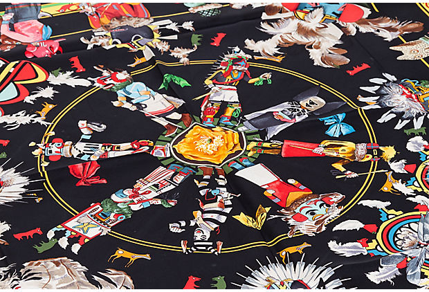 Hermes Black Kachinas Scarf