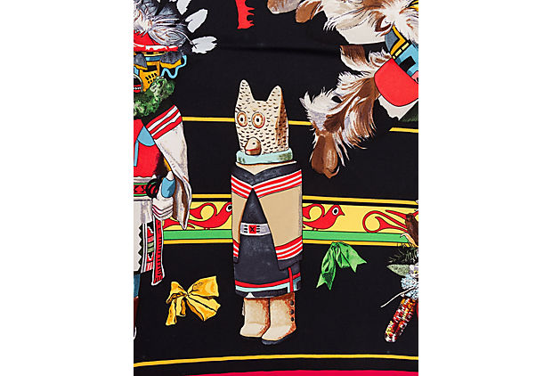 Hermes Black Kachinas Scarf