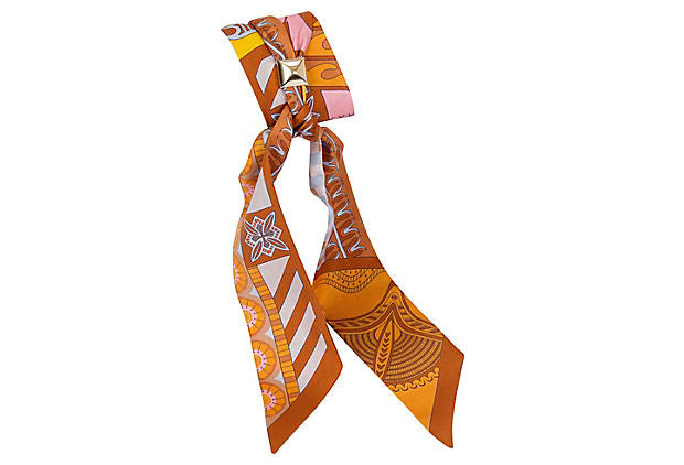 Hermes Camel Geometric Twilly Medor