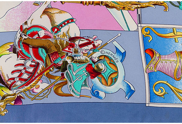 Hermes Blue Les Ameriques Silk Scarf