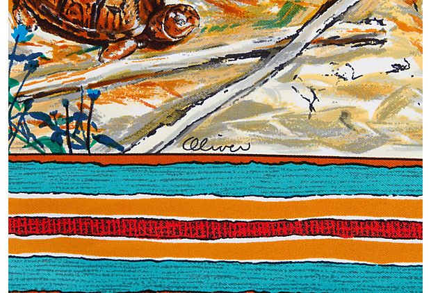 Hermes Les Cheyennes Brown Silk Scarf