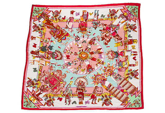 Hermes Pink Kachinas Cashmere Scarf