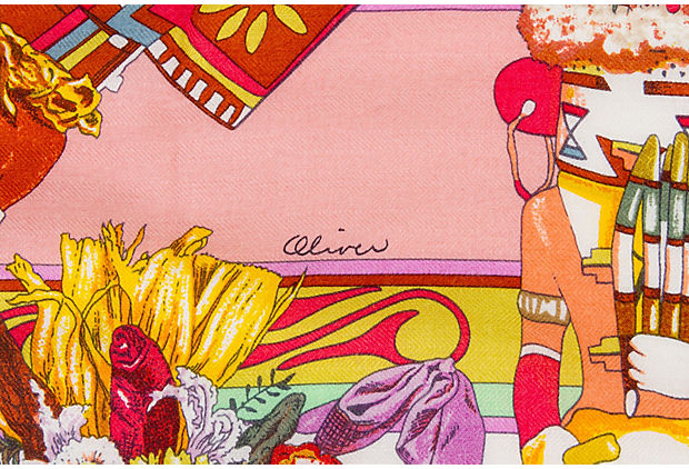 Hermes Pink Kachinas Cashmere Scarf