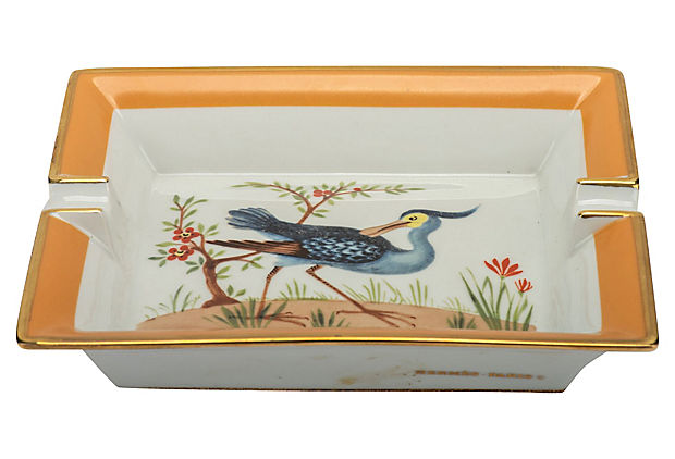 Hermes Blue Bird Porcelain Ashtray