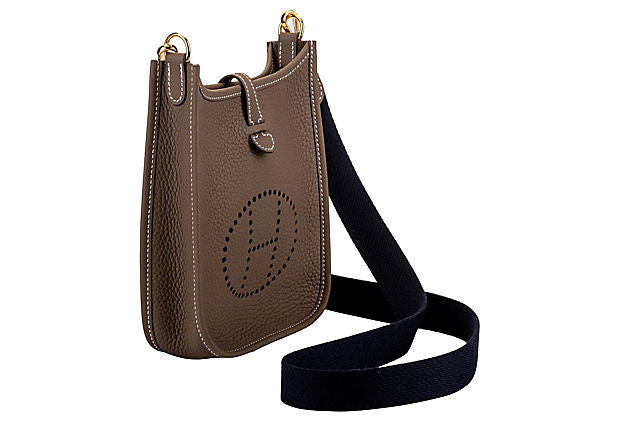 Hermes Mini Evelyne Étoupe Blue Gold