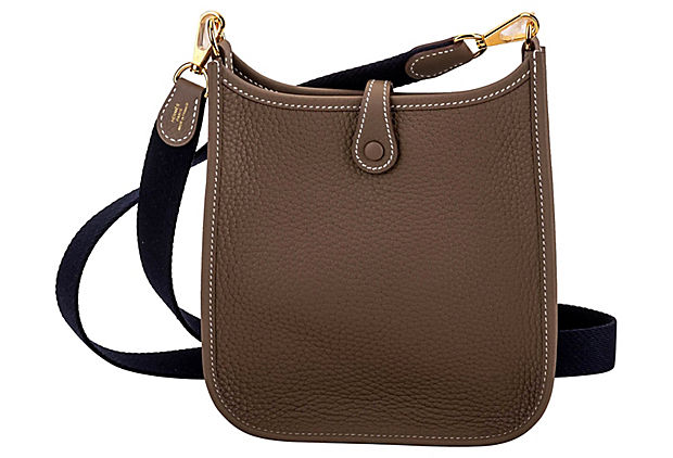 Hermes Mini Evelyne Étoupe Blue Gold