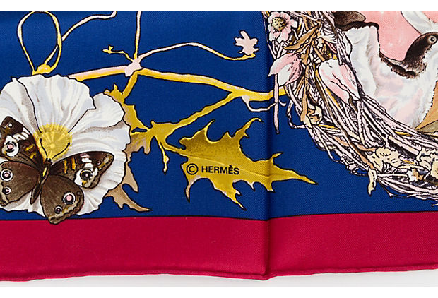 Hermes Blue Texas Wildlife Silk Scarf