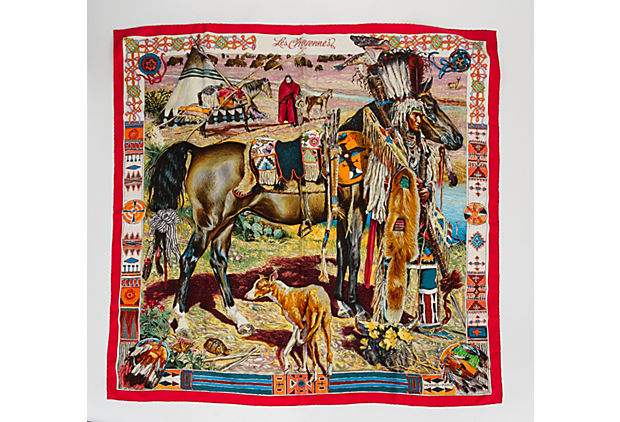 Hermes Les Cheyennes Silk Scarf Oliver