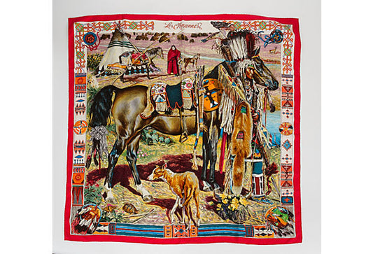 Hermes Les Cheyennes Silk Scarf Oliver