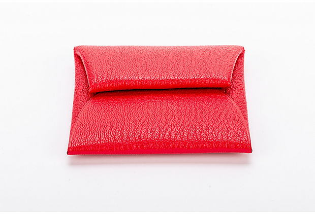 Hermes Rouge Pivoine Chevre Coin Case BN