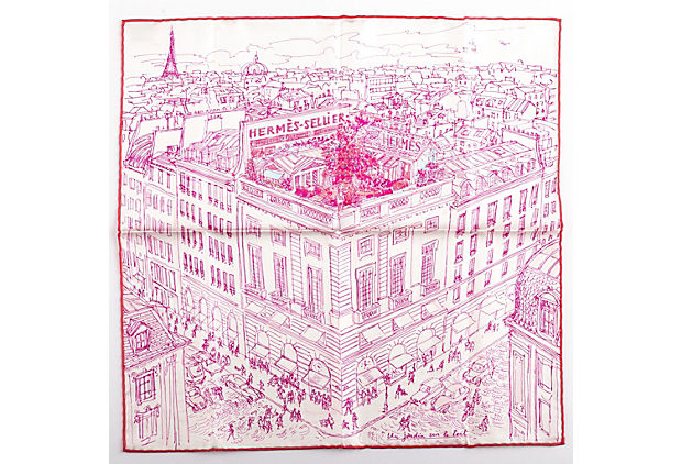 Hermes Fuchsia Le Jardin Silk Gavroche