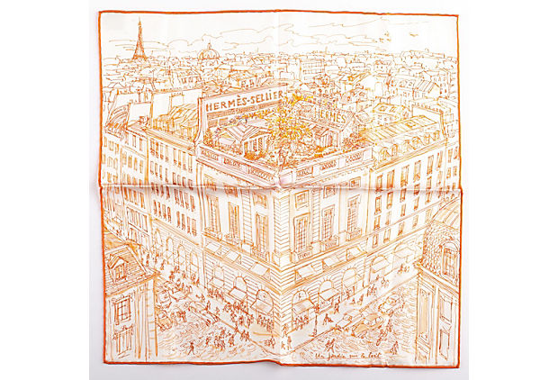 Hermes Orange Le Jardin Silk Gavroche
