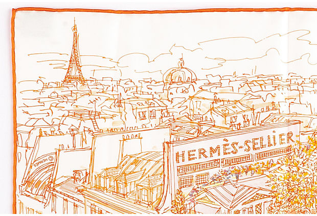 Hermes Orange Le Jardin Silk Gavroche