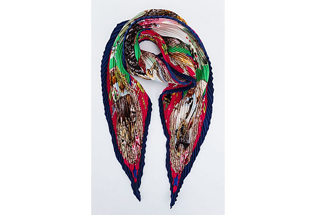 Hermes Rare Pleated Texas Wildlife Scarf