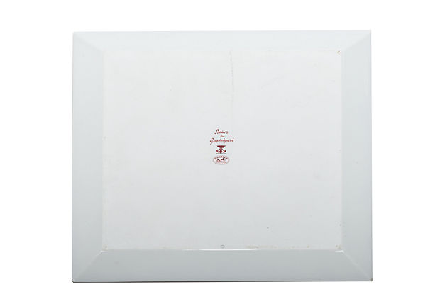Hermes Red & White Square Plate