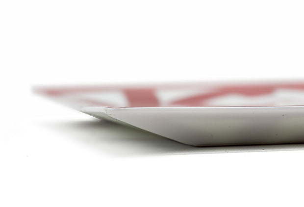 Hermes Red & White Square Plate