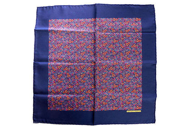 Hermes Cockades Blue Silk Pouchette