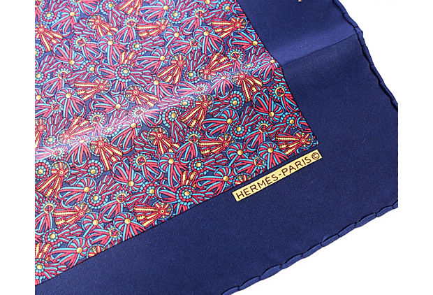 Hermes Cockades Blue Silk Pouchette