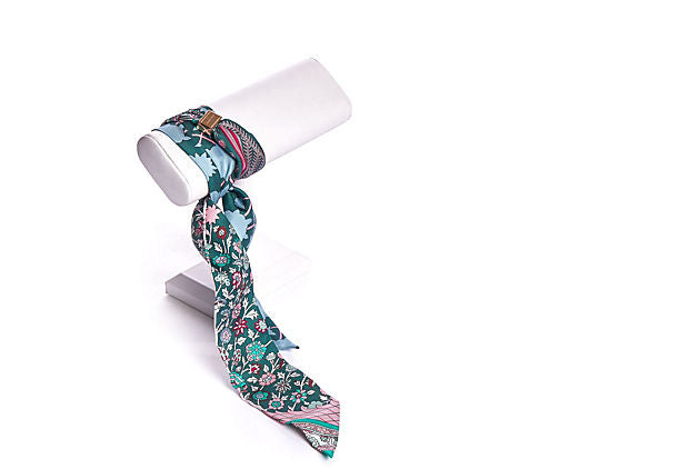Hermes Pink & Green Gold Slide Twilly